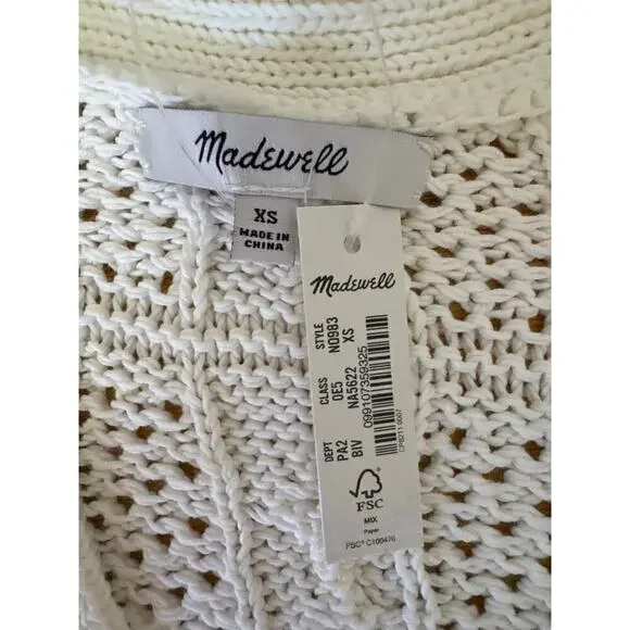 Madewell Open Cable Stitch Cardigan Sweater XS NWT Cottage Core Grandma Core - Picture 11 of 12